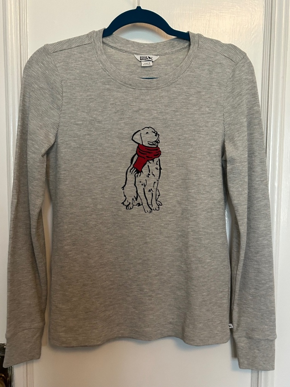 Eddie Bauer Gray Ribbed Long Sleeved Dog Tee Size L